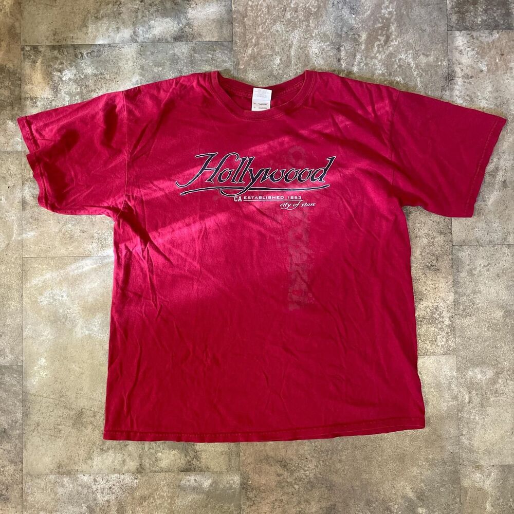 gildan vintage red hollywood california grunge graphic t shirt size large